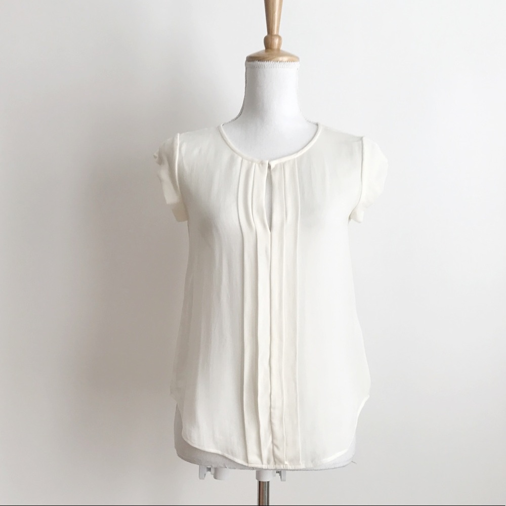 Joie Cream Capped Sleeved Silk Blouse Size Small